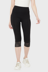 LE ESPRESSO Women's Viscose/Spandex 3/4th Lace Capri - 4004